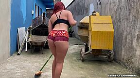 Electra Dominica's big ass gets worked on by a hot maid