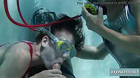 18-19-year-old hentai girls engage in a deepthroat blowjob and group sex in a pool