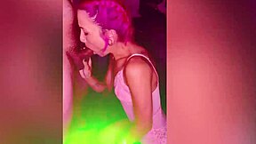 Tattooed girl gives a late-night blowjob and gets a facial