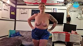 Amateur blonde MILF shows off her natural tits at a local bar