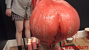 MILF in calico gets waxed and bound
