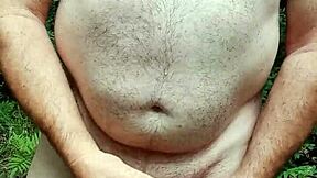 Monster cock gets covered in cum in the woods