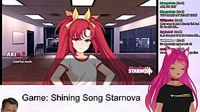 Vtuber streams Shining Song Starnova Aki Route Part 3 in anime style