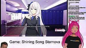 Vtuber streams Shining Song Starnova Aki Route Part 3 in anime style
