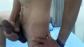 Old soldier strokes and cums on big dick