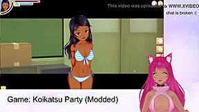 Sexy Vtuber gives blowjob and titjob in gameplay livestream