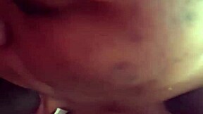 Busty ebony babe gives a hot blowjob