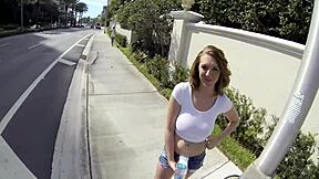 Competing for a blowjob contest, Brooke Wylde flaunts her natural tits