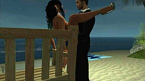 A woman's erotic animation of a beach house party