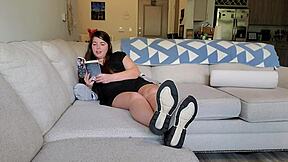 Foot fetish lovers rejoice! Watch as these girls play with their soles while reading.