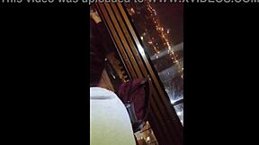 Latina amateur gives a blowjob in public on a cable car