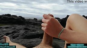 Public beach romp leads to hands-free climax