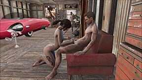 Hot brunette gets fucked in Fallout 4 garage
