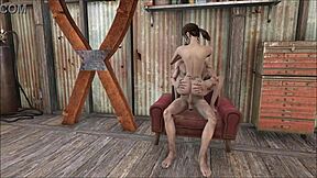 Hot brunette gets fucked in Fallout 4 garage