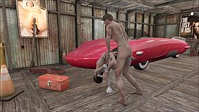 Hot brunette gets fucked in Fallout 4 garage