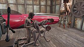 Hot brunette gets fucked in Fallout 4 garage