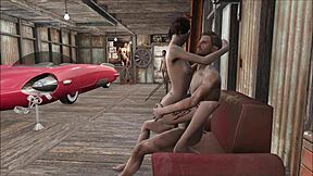 Hot brunette gets fucked in Fallout 4 garage