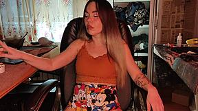 Sexy Asian girl indulges in cigarette smoking