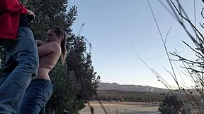 Public deepthroat and cumshot with a slutty BTS babe