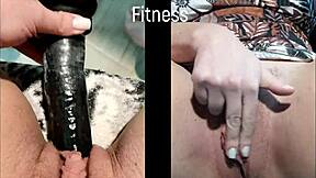 Fitness trainer's tight ebony pussy on display