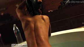 Sexy pool babe shows off her tan lines