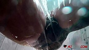 Marie Bossette's sensual shower experience with body art and small boobs