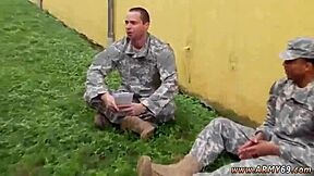 Gay threesome in the military: a steamy outdoor encounter