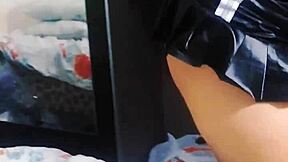 Young Asian college girl reveals her intimate parts and emulates a skilled online slut