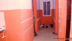 Next-door neighbors engage in a rough threesome with a well-endowed man