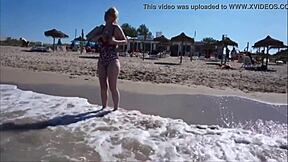 Beach babe with big boobs in music video compilation