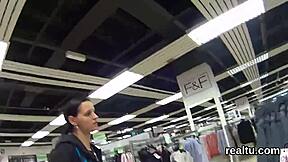 Czech beauty lured for intimate encounter in retail hub, filmed from her perspective