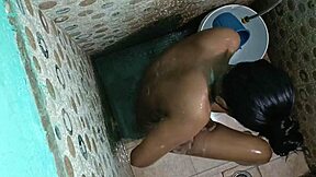 Hidden camera captures young Indian woman undressing in restroom
