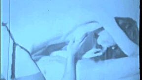 Vintage blowjob and hairy pussy in retro blue film