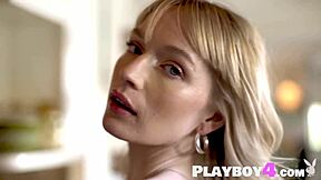 Ashley Nash, a busty blonde teen, flaunts her petite frame and nice big ass in a solo striptease