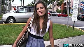 Amateur beauty with braces and stunning butt Chichi Medina on 305bus 1 1