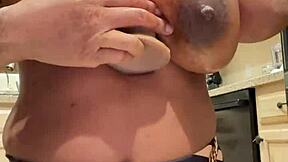 Curvy ebony MILF Nyla Storm indulges in self-pleasure and masturbates with her ample bosom