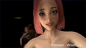 Sakura and Hinata's animated threesome with female and multiple POVs
