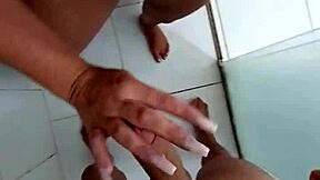 Blonde beauty masturbates and pisses on her partner