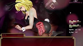 Moe girl gets naughty on the couch in a retro hentai video