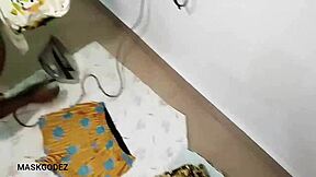 Black wife pleases her husband with tidy clothes and receives a passionate sex session