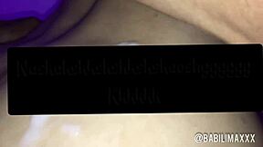 Transsexual gets her ass stretched by a big black dildo and covered in cum
