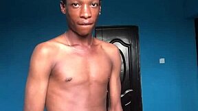 Young gay amateur shows off his big black cock