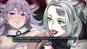 Hentai gameplay with teasing and blowjob