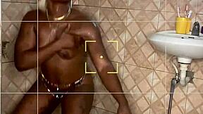 Anita indulges in self-pleasure with her favorite sex toys in the bathroom