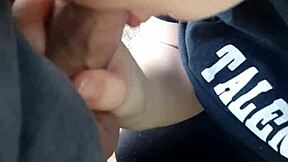 Public humiliation: Big-titted babe forced to give a blowjob outdoors