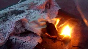 Russian woman's burning desire in panties and piss