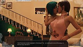 Erotic gameplay with kissing and big nipples