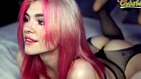 Cute girl with lingerie enjoys using sex toys