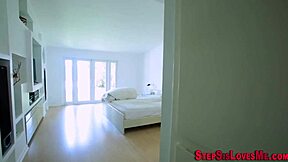 Amateur teen POV video featuring a brunette stepsister