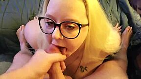 Mature blonde amateur gives a sensual blowjob